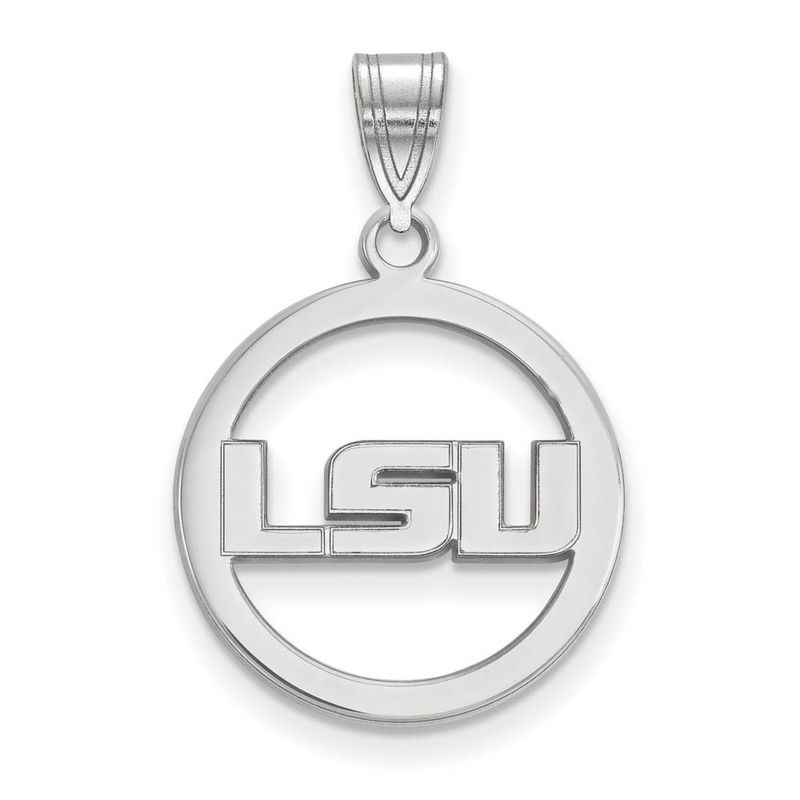 Sterling Silver Louisiana State Small Circle Pendant